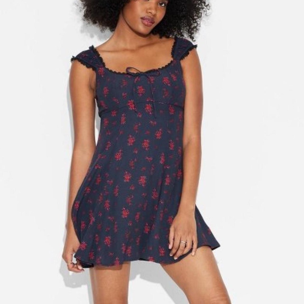 Y2K Milkmaid‎ Babydoll Dress Juniors Medium Whimsigoth Fairy Grunge Coquette